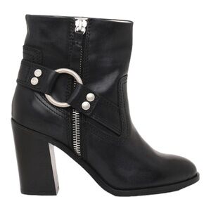 Diesel D-Flamingo Abz Harness Black Bovine Leather Block Ankle Boots 8.5 Moto